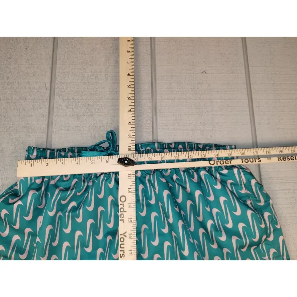 Nike All Over Swoosh Volley Board Shorts Swim Trunks Mens L Teal Pink Athletic